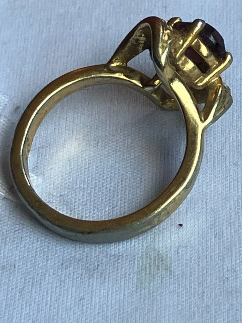 Vintage 925 Gold Vermeil Garnet Bypass Ring Size 9.5 - AS IS / Missing Stones